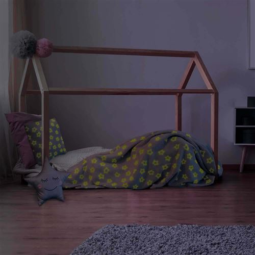 The Home Deco Kids - Plaid phosphorescent en polyester Etoiles 120 x 150 cm  Blanc - Achat & prix