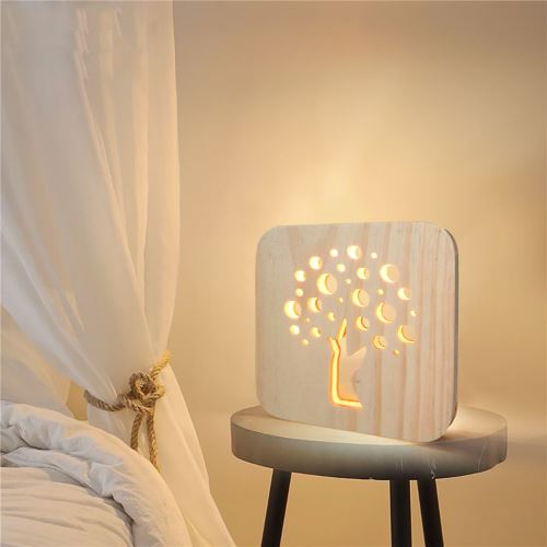 Creative Craft Décoration Lampe en bois Led Lumière Veilleuse Lampe de table_onaeatza456