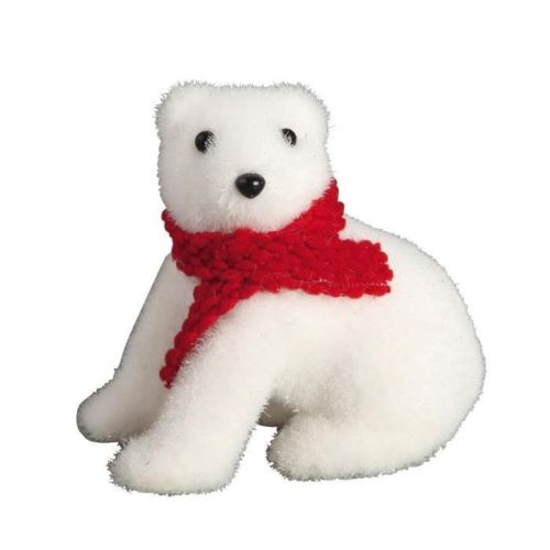 Ours assis avec écharpe - h11 - blanc et rouge 5suj981bc