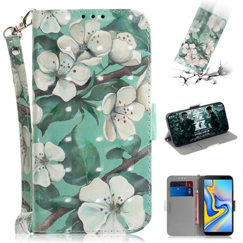 Etui en PU décor de points lumineux jolies fleurs pour votre Samsung Galaxy J6 Plus