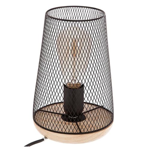 Atmosphera Neutre Lampe Bois Et Métal Zely Noire