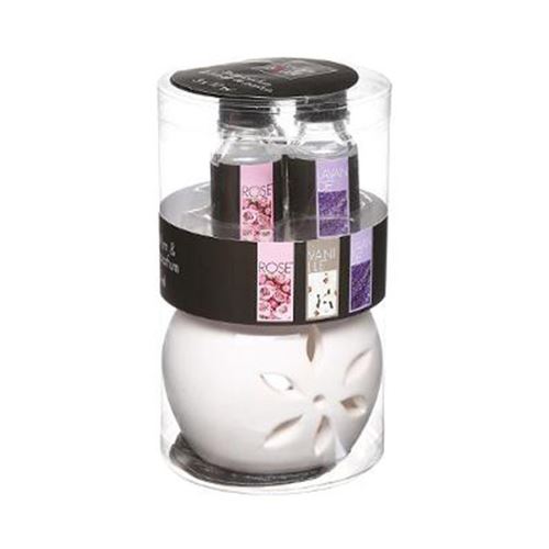 Brûle-Parfum & 3 Flacons d'Huiles Pura 10ml Floral