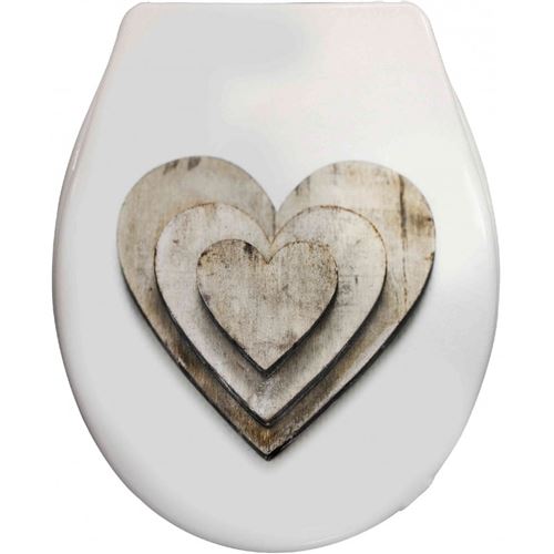 Abattant WC Cœur Polypropylène Blanc 47x37cm 47x37x4cm
