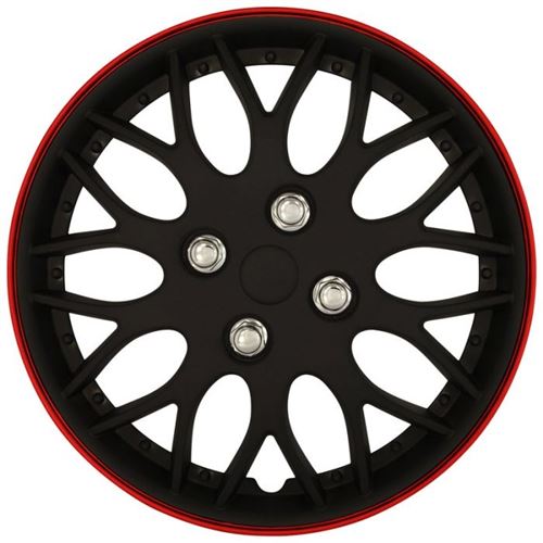 AutoStyle enjoliveurs Missouri 13 pouces ABS mat noir / rouge lot de 4