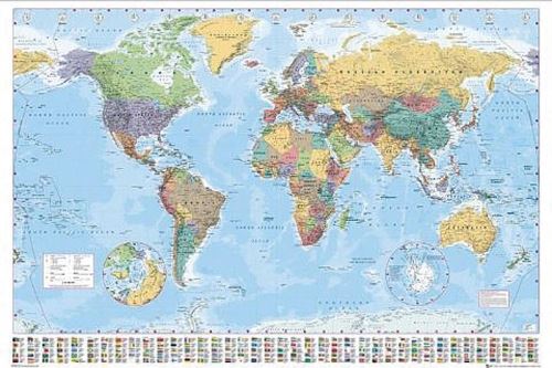 CARTE DU MONDE POSTER AVEC DRA VERSION 2008 100 cm x 140 cm