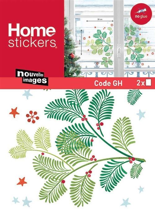 Draeger - Sticker fenêtre branches de Noël vertes 24 x 3 x 36 cm