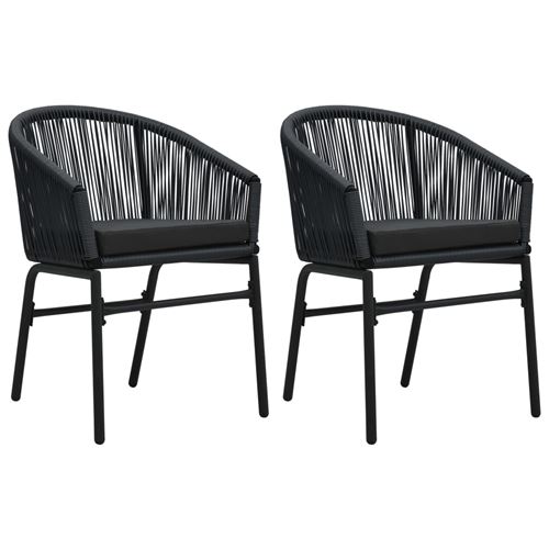 Chaises de jardin 2 pcs Noir Rotin PVC