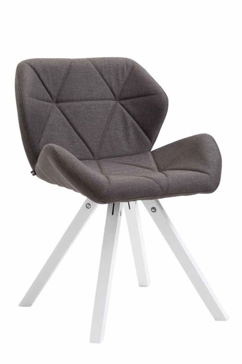 Chaise de salle à manger Tyler tissu pieds carrés avec piètement en bois de chêne Blanc - Siège Gris foncé