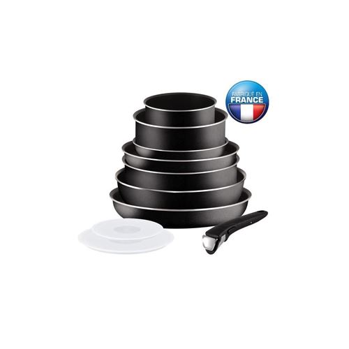 Tefal Ingenio Essential Batterie De Cuisine 10 Pieces L2008802 16-20-24-26-28cm - Tous Feux Sauf Induction - Noir