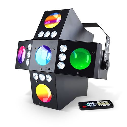 Jeu de lumière 2-en-1 à LED RVBA - DMX - 20 Gobos + Stroboscope - IBIZA LIGHT CROSS-GOBOFX