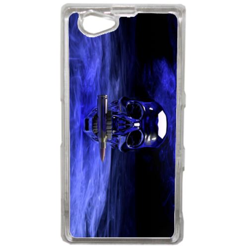 Coque Blue Skull Compatible Sony Xperia Z1 Mini Transparent