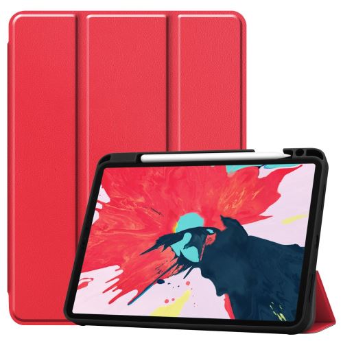 Etui en PU + TPU trois volets élégant avec support et porte-stylo rouge pour votre Apple iPad Pro 11 pouces (2020)