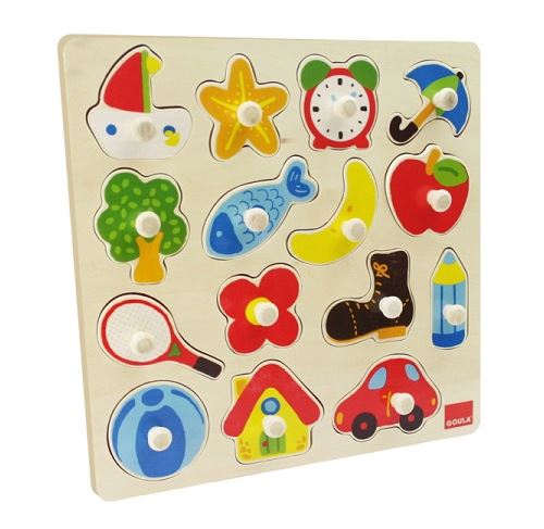 Puzzle en bois a encastrement - objets du quotidien - 15 pieces