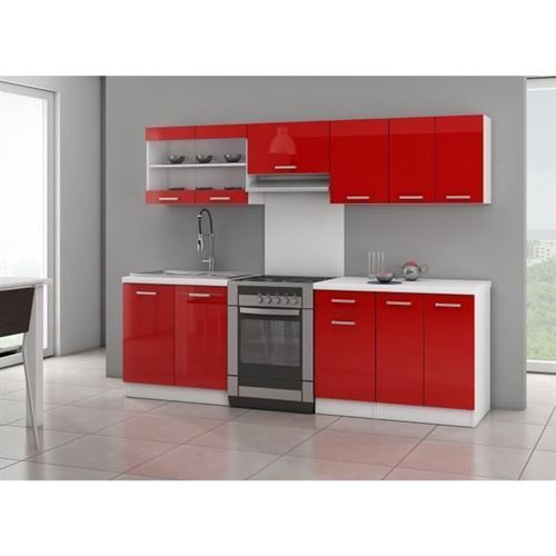 ULTRA Cuisine complete avec plan de travail L 2m40 - Rouge laque brillant