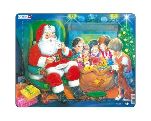 Puzzle 15 Pièces : Puzzle Cadre - Le Père Noël et les Enfants, Larsen