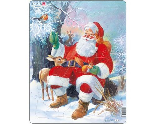Puzzle 32 Pièces : Puzzle Cadre - Le Père Noël et ses Animaux, Larsen
