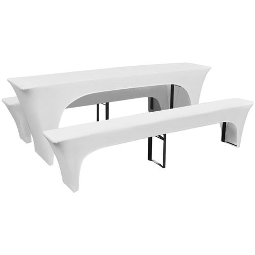 3 Nappe pour table de brasserie et bancs extensible blanc 70 cm
