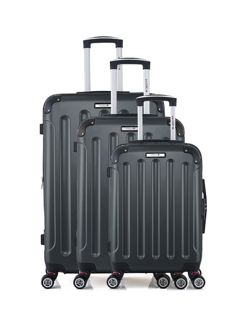 Set de 3 valises BLUESTAR | TUNIS-B Gris Foncé en ABS