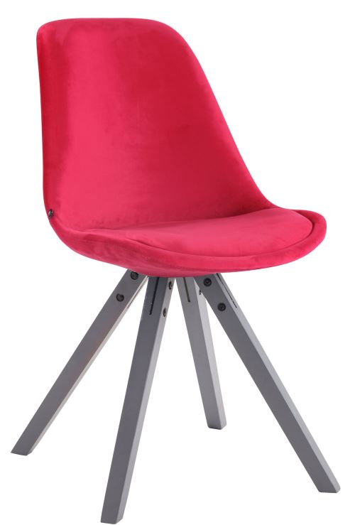 Chaise Toulouse en velours / Piétement carré , Rouge/Gris