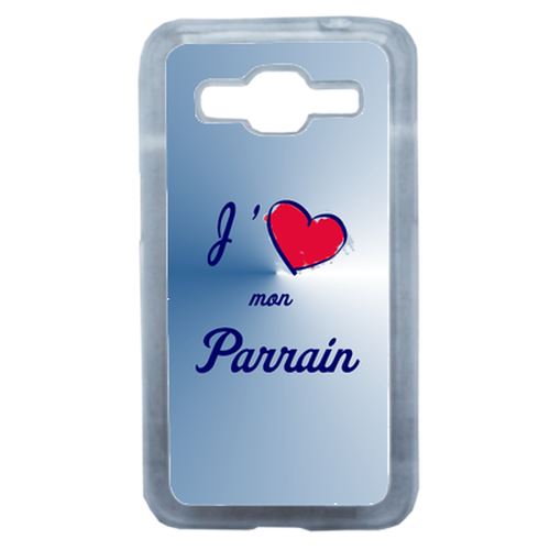 Coque J'aime Mon Parrain Bleu Compatible Samsung Core Prime Transparent