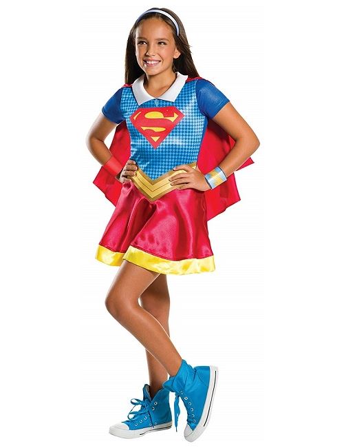Deguisement supergirl fille taille 5/7 ans - costume officiel luxe - dc super hero girls