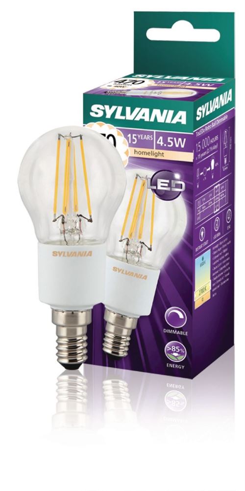 Sylvania SYL-0027250 Lampe à Filament Rétro à Led E14 Bille Dimmable 4.5 W 470 Lm 2700 K