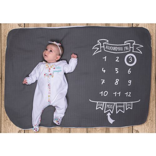 Couverture Pour Photos Etapes De Bebe Gris 110 X 75 Cm Couvertures Edredons Couettes Achat Prix Fnac