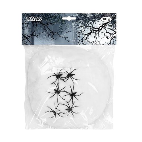 toile araignee 100gr blanc+ 6 araignees