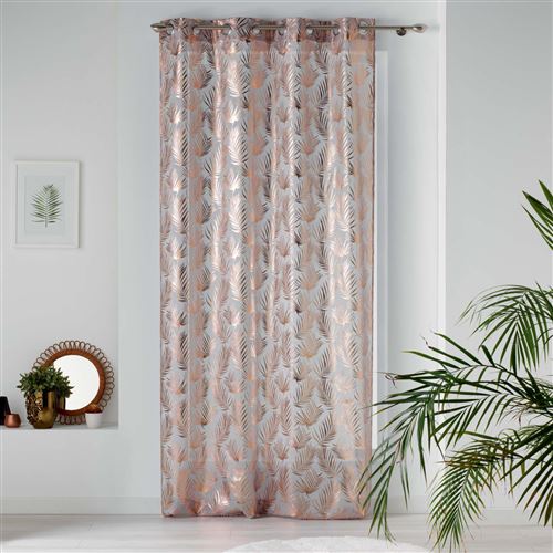 Panneau a oeillets 130 x 240 cm voile sable imprime metallise kolza Gris/Or rose