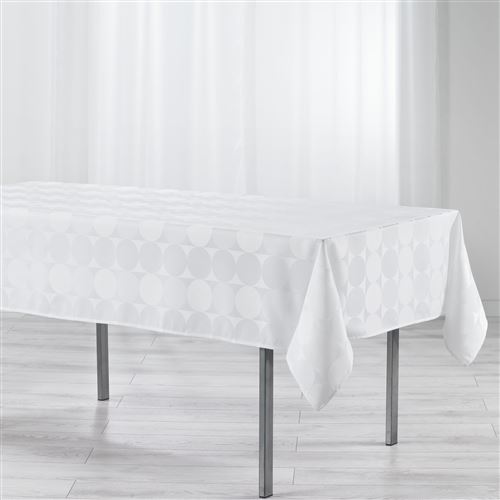 Nappe rectangle 140 x 300 cm jacquard damasse comete Blanc