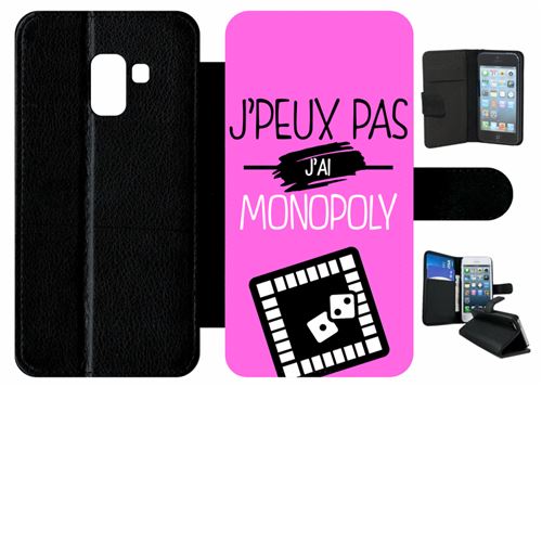 Etui My-Kase pour Galaxy A8 (2018) - j peux pas j ai monopoly 6 - Simili-cuir Noir