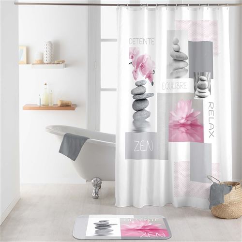 rideau de douche avec crochets 180 x 200 cm polyester imprime zenitude des place