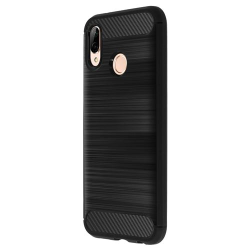 Coque pour huawei p20 lite Coque pour silicone gel finition carbone et alu brossé noir