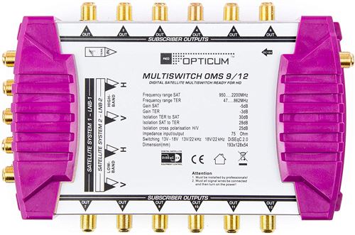 Opticum Commutateur Multiple OMS 9/4P Line avec Contacts plaqué Or