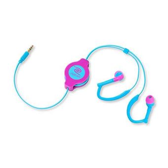 Retrak : Écouteurs intra-auriculaires rétractables sport - Bleu/Rose - 1