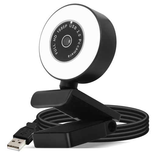 Avizar Noir Webcam Ring Light Usb 1080P Full Hd Anneau Lumineux Microphone Antibruit - Image 3