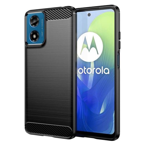 Coque pour Motorola Moto G04 / G24 - housse etui silicone gel carbone + verre trempe - NOIR - htdmobiles