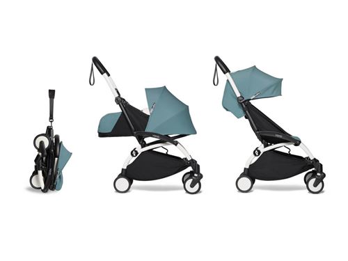 Babyzen - Poussette YOYO2 cadre blanc pack 0+ 2020 6+ bleu aqua
