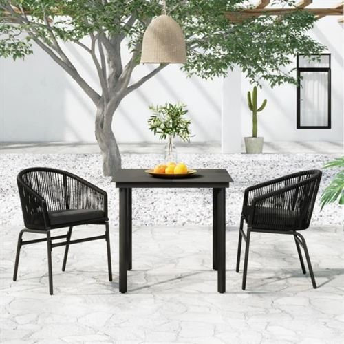 Vidaxl Noir Ensemble À Manger De Jardin 3 Pcs - Image 2