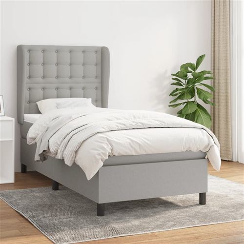 vidaXL Lit à sommier tapissier avec matelas Gris clair 80x200 cm Tissu