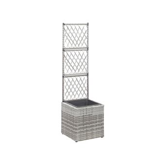 Lit Surélevé De Jardin Avec 4 Pots Résine Tressée Gris VidaXL 45426 67654ac972ee0a38ca888ec7