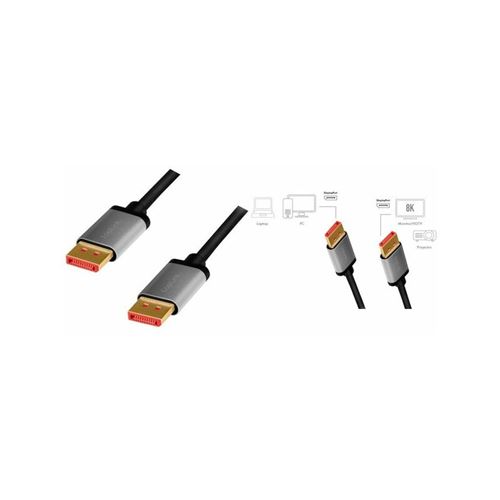 LogiLink Câble DisplayPort 1.4, fiche mâle - mâle, 3,0 m