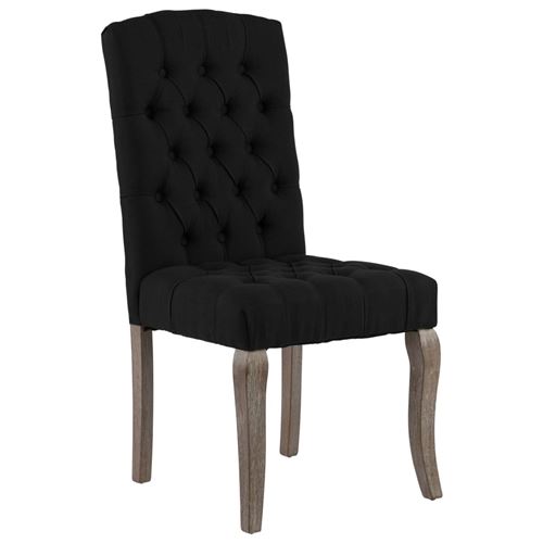 vidaXL Chaises de salle à manger 2 pcs Noir Tissu à l'aspect de lin