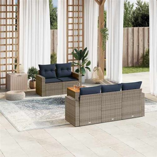 Non Communiqué Gris Vidaxl Salon De Jardin Avec Coussins 6 Pcs, Canapés De Patio, Ensemble De Meubles, Mobilier De Terrasse Exterieur, 3256341