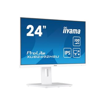 iiyama ProLite XUB2492HSU-W6 - Écran LED - 24" (23.8" visualisable) - 1920 x 1080 Full HD (1080p) @ 100 Hz - IPS - 250 cd/m² - 1300:1 - 0.4 ms - HDMI, DisplayPort - haut-parleurs - blanc mat