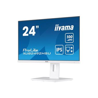 iiyama ProLite XUB2492HSU-W6 - Écran LED - 24" (23.8" visualisable) - 1920 x 1080 Full HD (1080p) @ 100 Hz - IPS - 250 cd/m² - 1300:1 - 0.4 ms - HDMI, DisplayPort - haut-parleurs - blanc mat