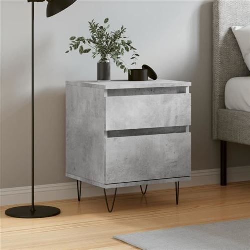 vidaXL Table de chevet gris béton 40x35x50 cm bois d’ingénierie 830676