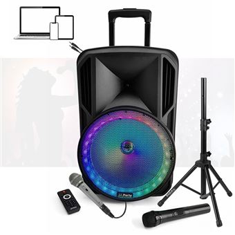 Enceinte Bluetooth Muse M-1958DJ Party Box avec CD, USB, Radio FM,  Puissance 500W, Animation LED + Strobe, Microphone, Téléco