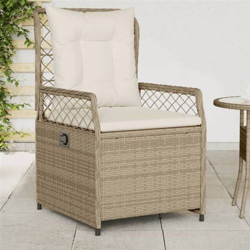 vidaXL - Lot de 2 Chaises Inclinables de Jardin - Résine Tressée - Beige - Image 3