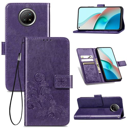 MPFRANCE Housse pour Xiaomi Redmi Note 9 5G Violet [Fleur de Lys]